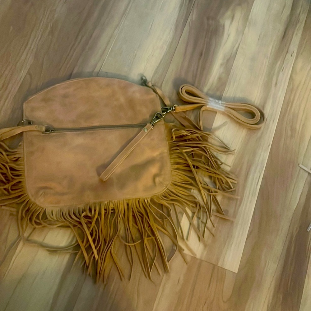 Leather Fringe cross body handbag